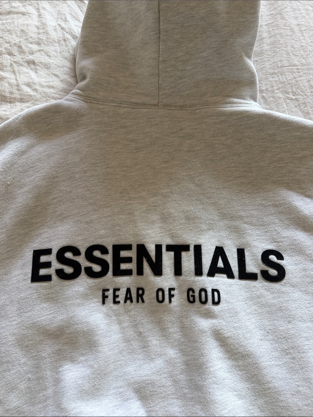 Essentials Light Gray Men's Pullover Hoodie with Chest Logo - Picture 5 of 6